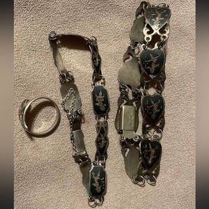 2 Siam sterling bracelet and small ring